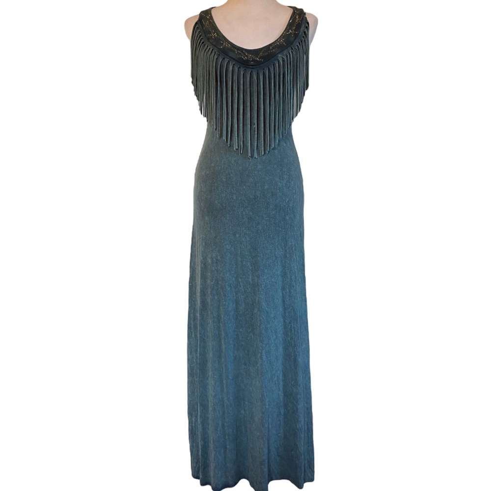 Boho hippie fringed Stevie nicks southern style Festival Maxi Dress M